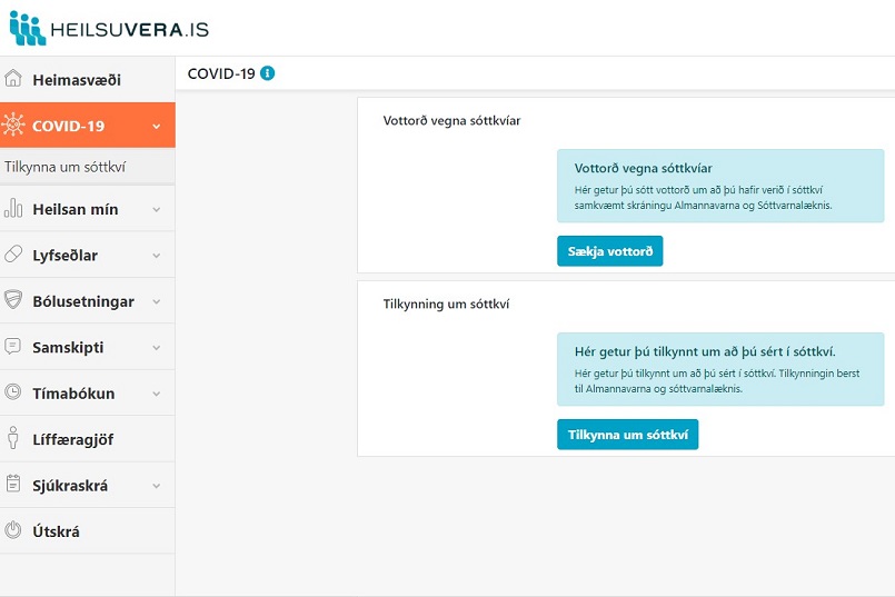 Mynd af frétt Sóttkví – tilkynning og vottorð á Mínum síðum Heilsuveru